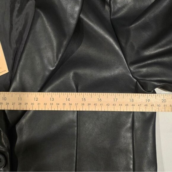 NWT REBECCA MINKOFF BLACK Faux Leather Blazer Jacket 2 Button & Pockets Sz M & L - Picture 9 of 13